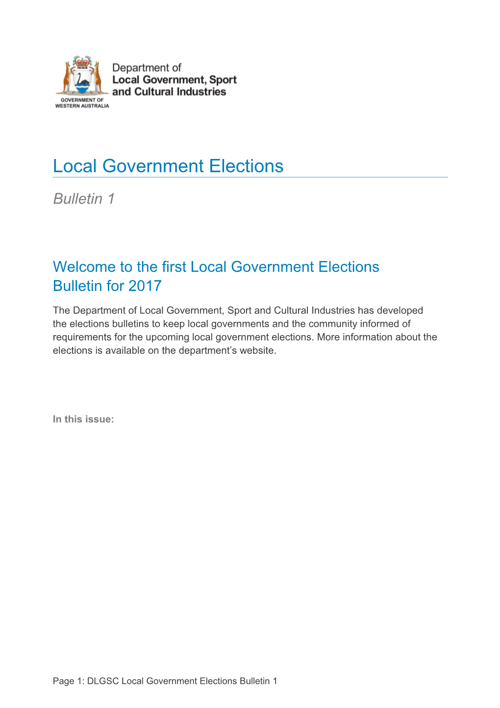 Local Government Elections 2017 Bulletin 1