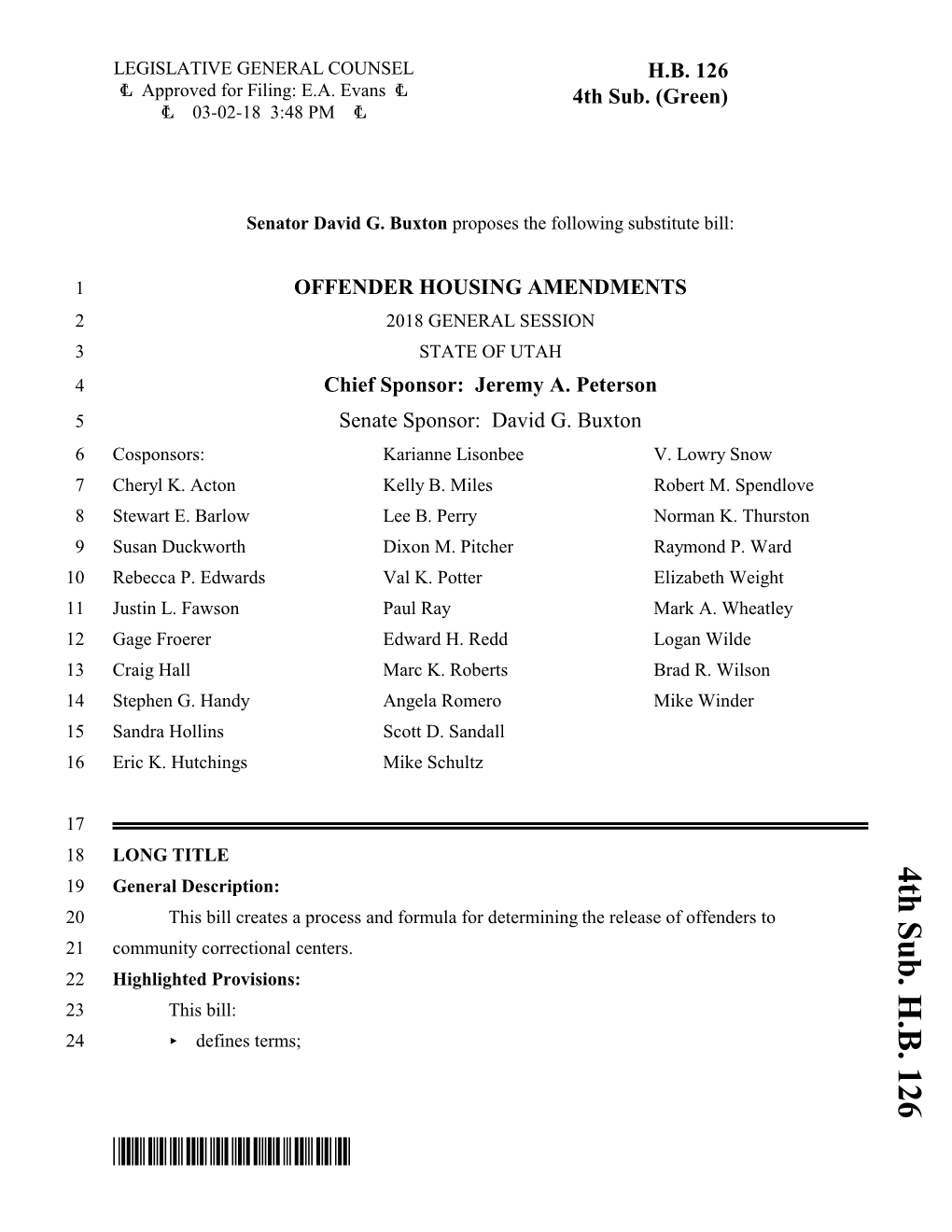 HB0126S04* Community Highlighted P LONG G Craig Stephen G