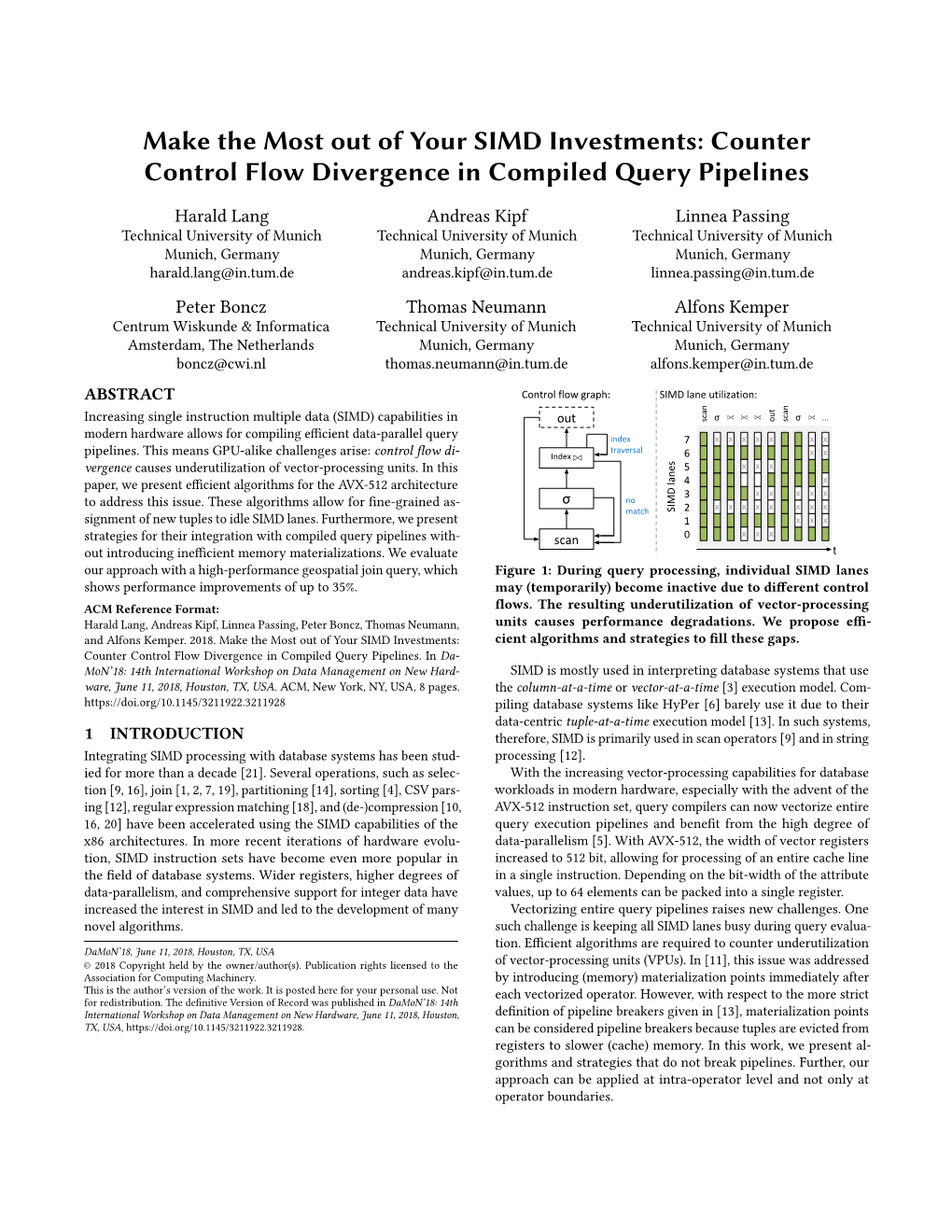 Counter Control Flow Divergence in Compiled Query Pipelines