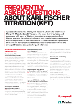 Frequently Asked Questions About Karl Fischer Titration (Kft)