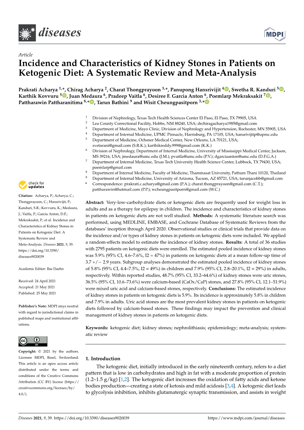 Incidence and Characteristics of Kidney Stones in Patients on Ketogenic Diet: a Systematic Review and Meta-Analysis