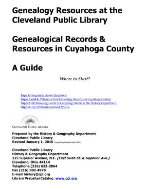 Genealogy Resources at the Cleveland Public Library