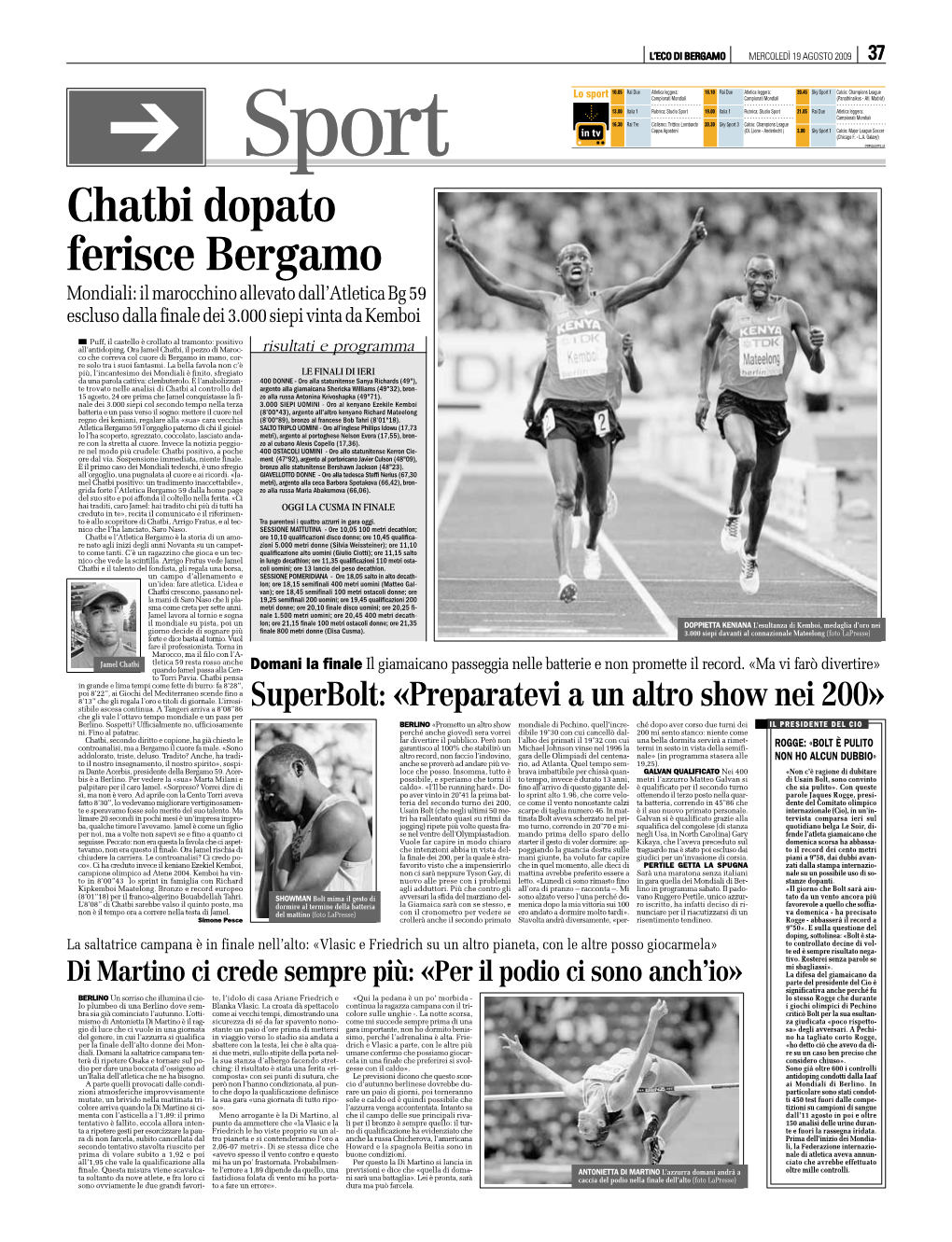 Chatbi Dopato Ferisce Bergamo Mondiali: Il Marocchino Allevato Dall’Atletica Bg 59 Escluso Dalla Finale Dei 3.000 Siepi Vinta Da Kemboi