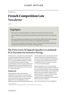 French Competition Law Newsletter, October 2019