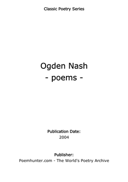 Ogden Nash - Poems