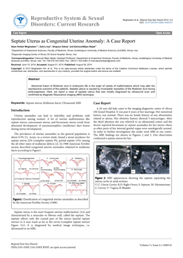 Septate Uterus As Congenital Uterine Anomaly: a Case Report