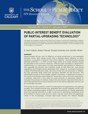 Public-Interest Benefit Evaluation of Partial-Upgrading Technology*†