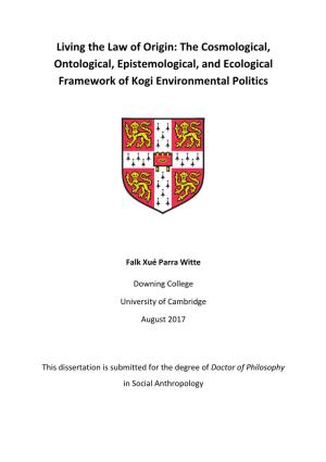The Cosmological, Ontological, Epistemological, and Ecological Framework of Kogi Environmental Politics
