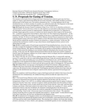 U.N. Proposals for Easing of Tension