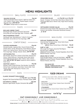 Menu Highlights