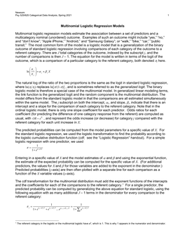 Multinomial Logistic Regression Models with SAS Example