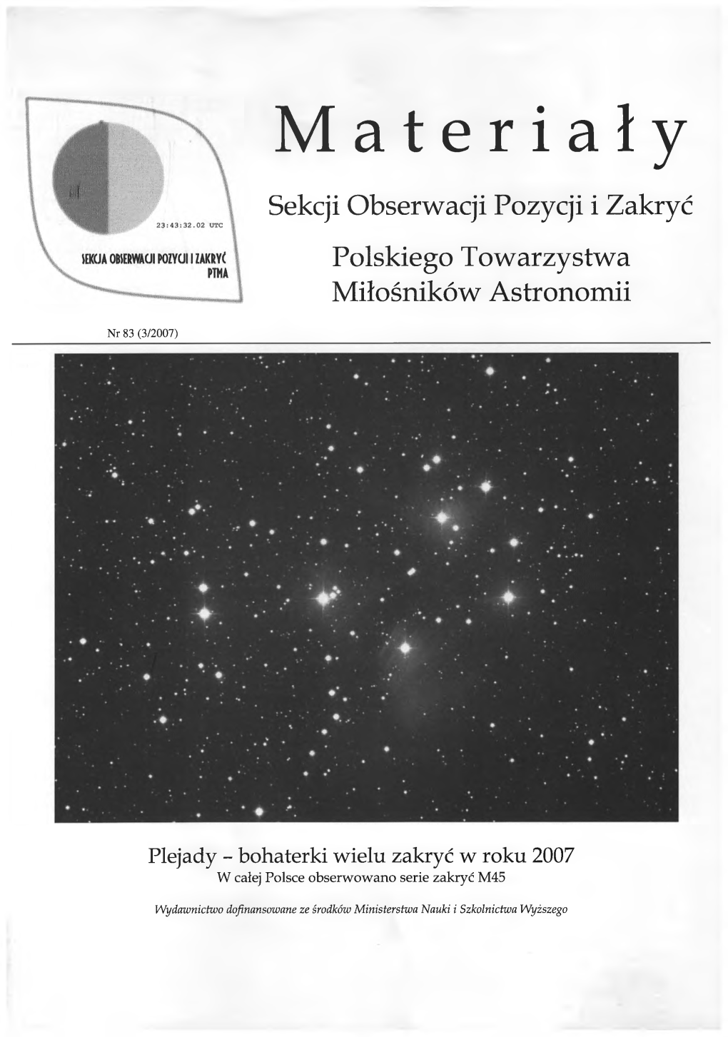 Materiały Sekcji Obserwacji Pozycji I Zakryć Polskiego Towarzystwa Miłośników Astronomii