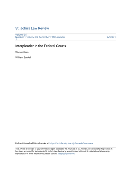 Interpleader in the Federal Courts