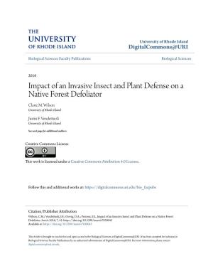 Impact of an Invasive Insect and Plant Defense on a Native Forest Defoliator Claire M