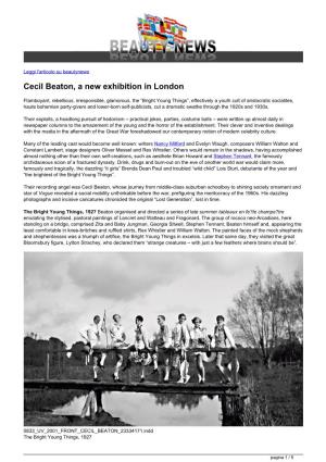 Cecil Beaton, a New Exhibition in London