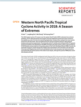 Western North Pacific Tropical Cyclone Activity in 2018