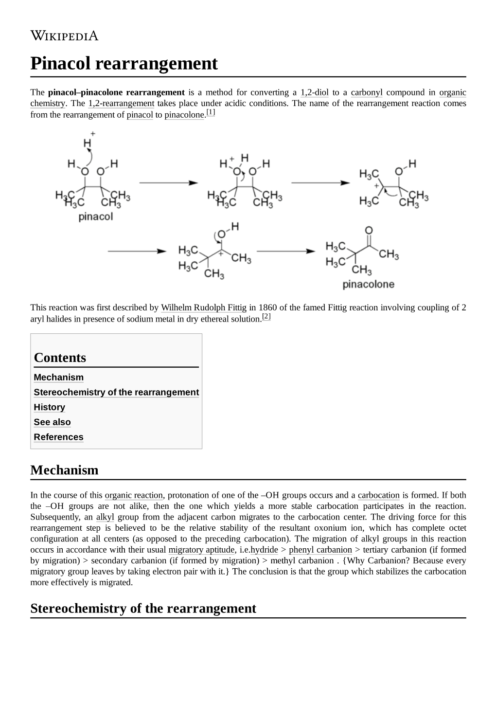 Pinacol Rearrangement