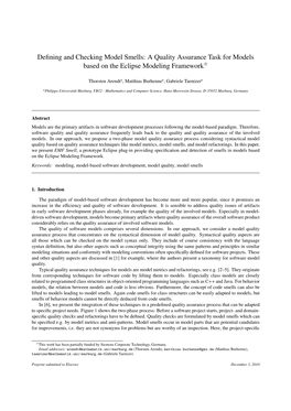 Defining and Checking Model Smells: a Quality Assurance Task