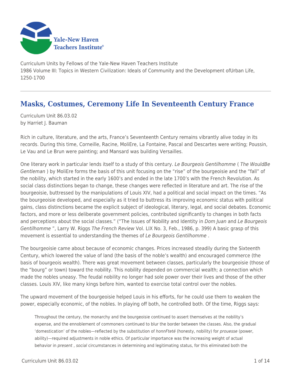 Masks, Costumes, Ceremony Life in Seventeenth Century France