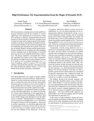 High Performance Tor Experimentation from the Magic of Dynamic Elfs