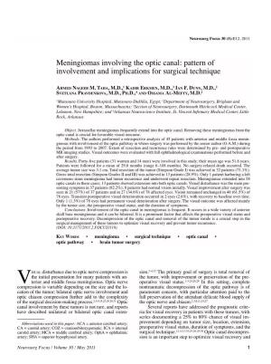 Meningiomas Involving the Optic Canal: Pattern of Involvement and Implications for Surgical Technique