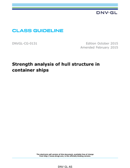 DNVGL-CG-0131 Strength Analysis of Hull Structure in Container Ships