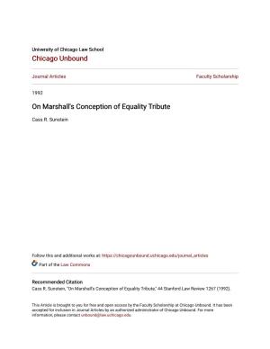 On Marshall's Conception of Equality Tribute
