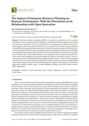 The Impact of Enterprise Resource Planning on Business Performance: with the Discussion on Its Relationship with Open Innovation