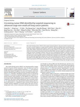 Circulating Tumor DNA Identified by Targeted Sequencing in Advanced