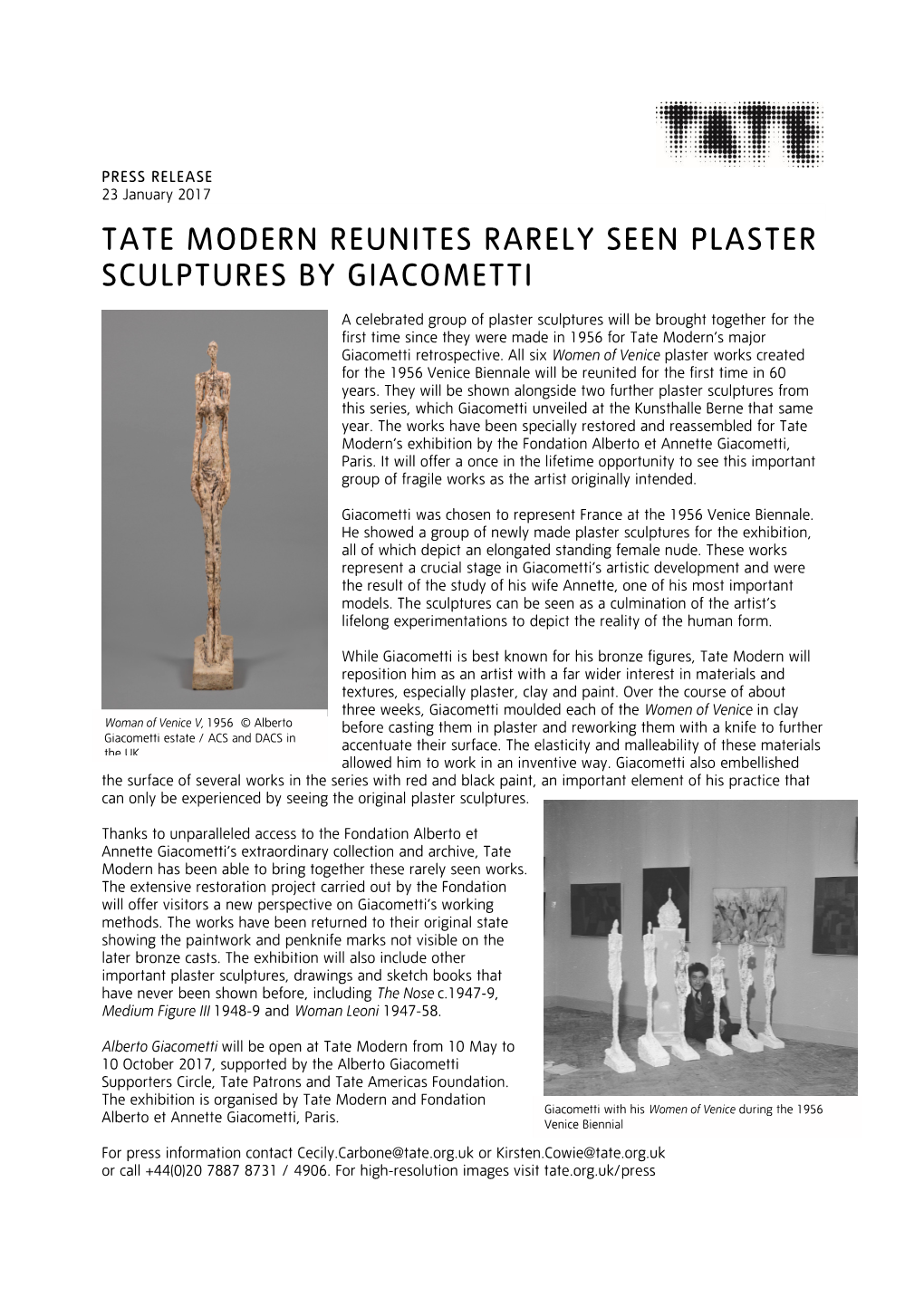 Tate Modern Reunites Rarely Seen Plaster Sculptures by Giacometti