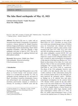 The False Basel Earthquake of May 12, 1021