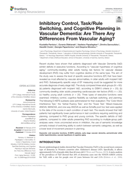 Inhibitory Control, Task/Rule Switching, and Cognitive Planning in Vascular Dementia: Are There Any Differences from Vascular Aging?