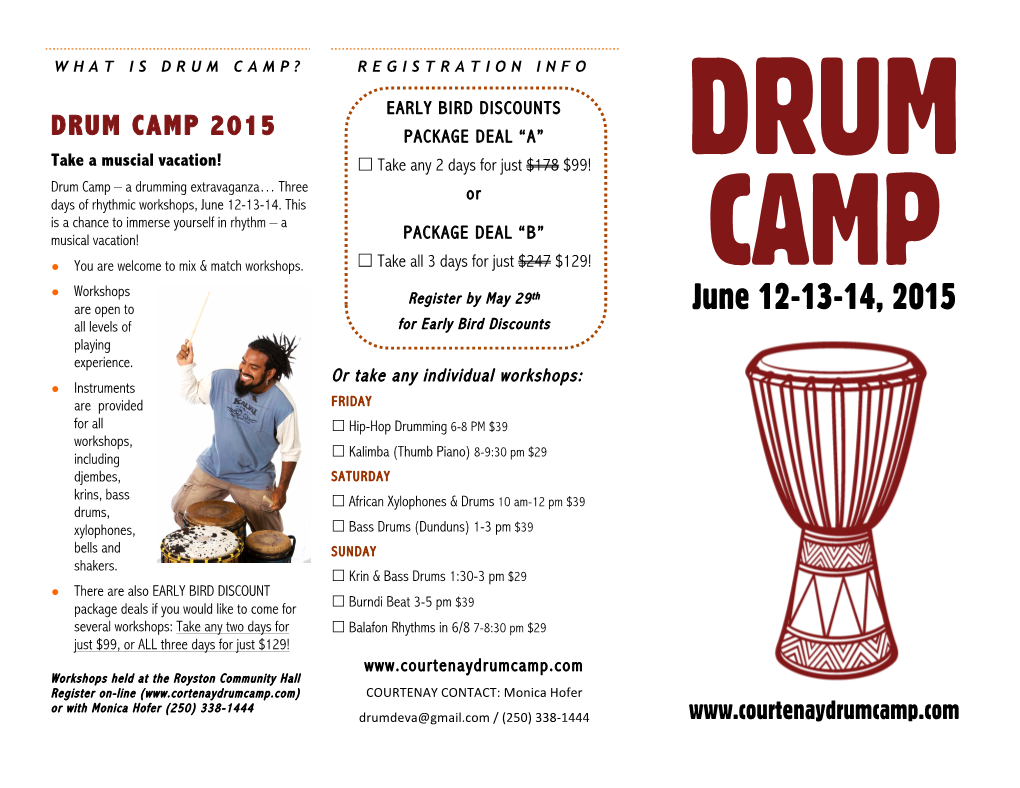 Courtenay Drum Camp Brochure 2015