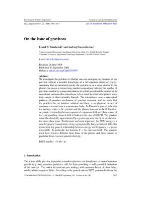 On the Issue of Gravitons