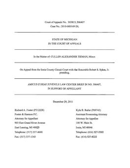 Court of Appeals No. 303813; 306407 Case No.: 2010-000169 DL STATE