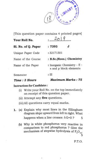 B.Sc.(H) Chemistry-3Rd Semester
