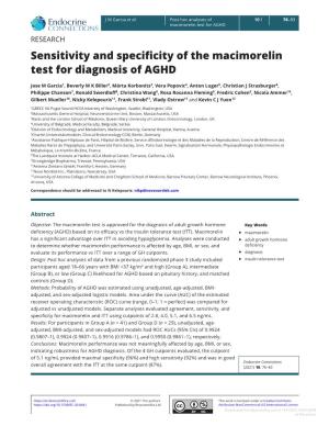 Sensitivity and Specificity of the Macimorelin Test for Diagnosis of AGHD
