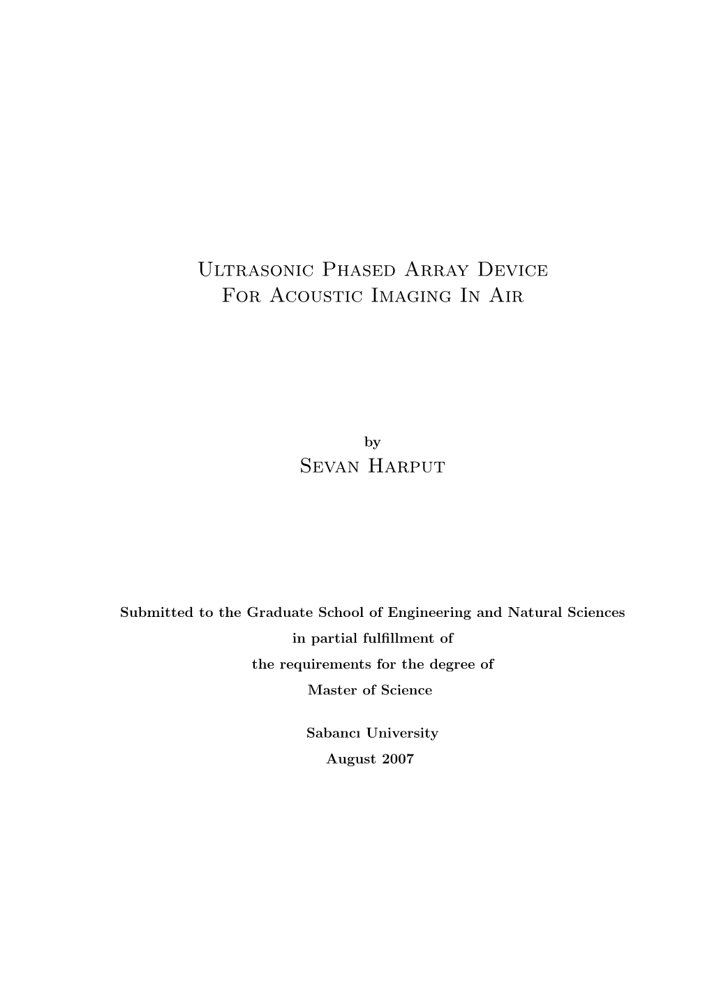 Ultrasonic Phased Array Device for Acoustic Imaging in Air Sevan Harput