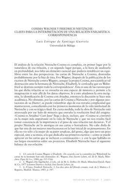 Cosima Wagner Y Friedrich Nietzsche: Claves Para La Interpretación De Una Relación Enigmática