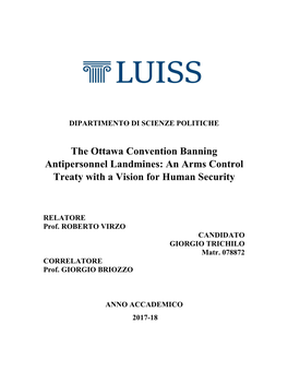 The Ottawa Convention Banning Antipersonnel Landmines: an Arms Control Treaty with a Vision for Human Security