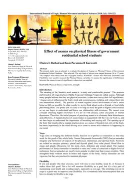 Effect of Asanas on Physical Fitness of Government Residential School