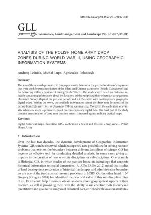 Analysis of the Polish Home Army Drop Zones During World War II, Using Geographic Information Systems