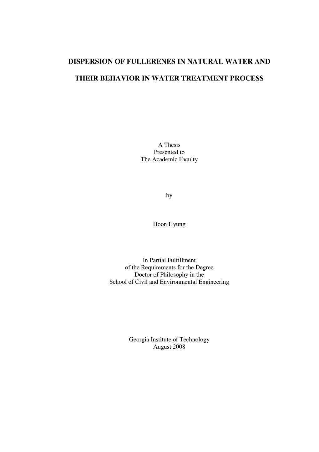 Dispersion of Fullerenes in Natural Water and Their