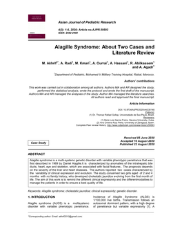 Alagille Syndrome: About Two Cases and Literature Review