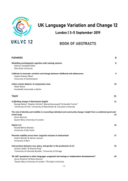 UK Language Variation and Change 12 London | 3-5 September 2019