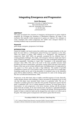 Integrating Emergence and Progression