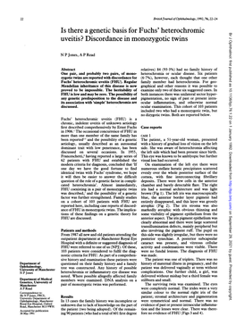 Uveitis? Discordance in Monozygotic Twins