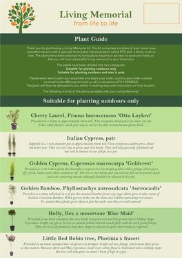 Living Memorial Pets & Humans Plant Guide