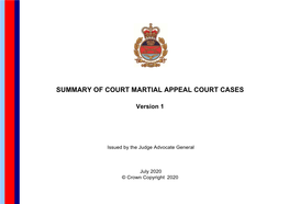 Summary of Court Martial Appeal Court Cases Reference Guide