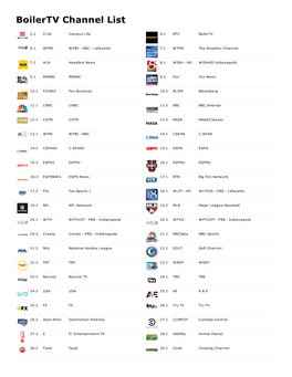 Boilertv Channel Print List